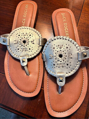 Jack Rogers Flat Sandal Brown & Silver US 9